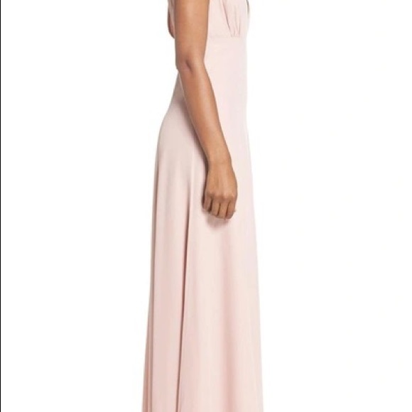 WAYF The Kiara Empire Plunge Neck Gown In Rose - Picture 3 of 6